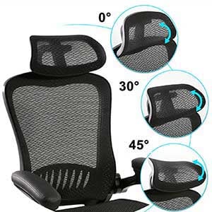 An Image of Merax Ergonomic Chair: Headrest Adjustments