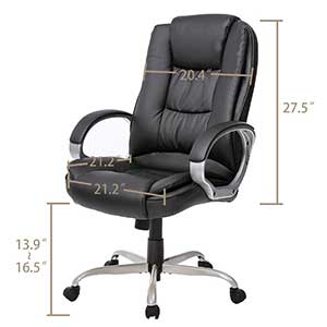 A Specification Image View of Merax High Backed (Updated) Executive Office Chair