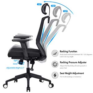 A Rocking Function Image View of Vanbow High Back Mesh Office Chair