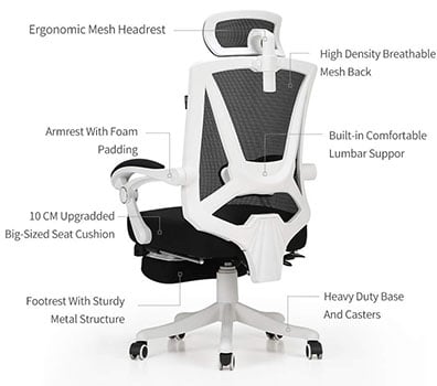 A Features illustration of Hbada Mesh Reclining Chair