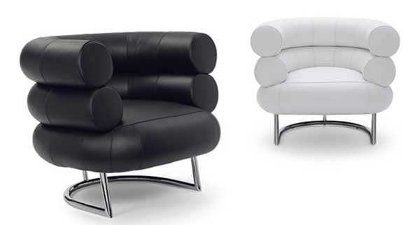 Two Bibendum Lounge Chairs, black (left) and white (right)