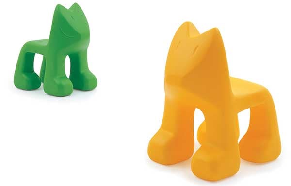 Magis Julian Children’s Chairs in green (left) and yellow (right) variants