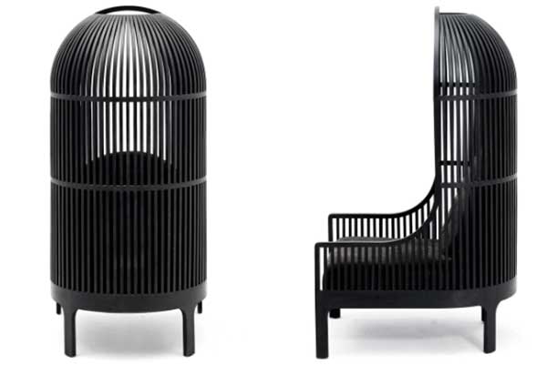 Nest Chair, with a backrest resembling a huge birdcage 