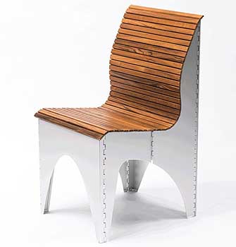 The Shape-Shifting Ollie Chair, featuring an accordion-like wooden seat and backrest