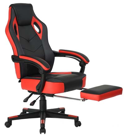 Black/Red Coavas Mid Back Computer Chair Foldable Footrest 