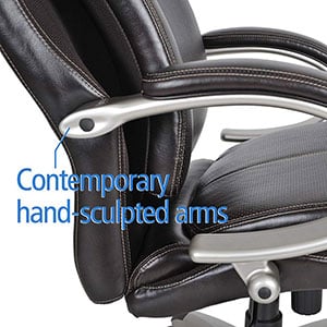 Contemporary hand-sculpted upholstered arms of the Serta Air Health and Wellness Executive Chair
