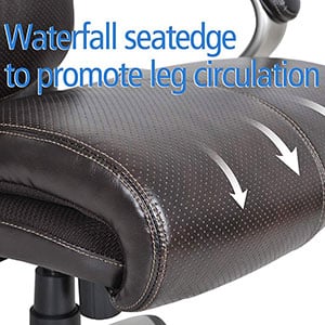 Waterfall seat edge design of the Serta Air Health and Wellness Executive Chair