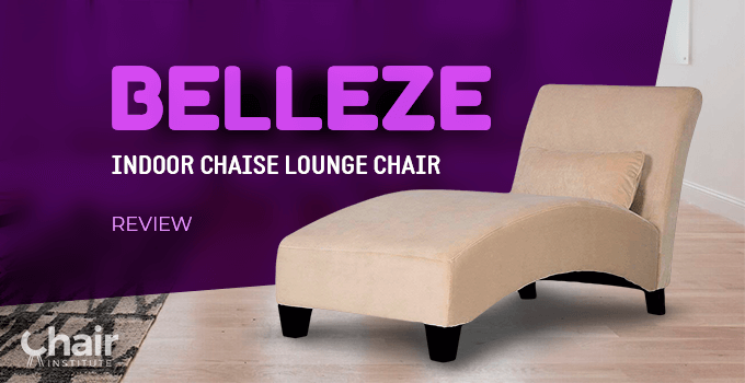 Beige Belleze Indoor Chaise Lounge Chair in a living room