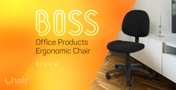 Black Boss Office Products Ergonomic Office Chair in a contemporary living room near the TV table stand