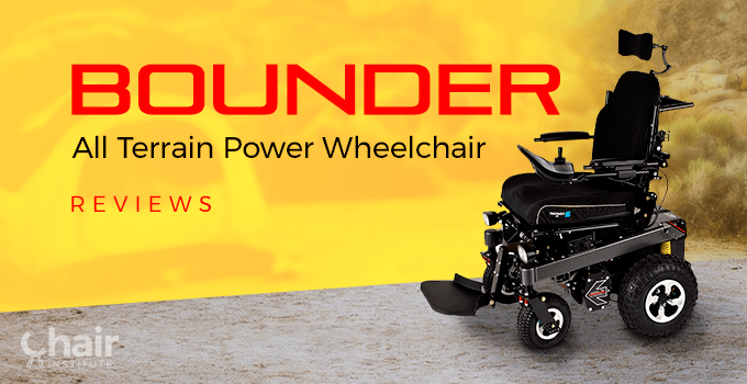 A Bounder Plus wheelchair in a dry land campsite