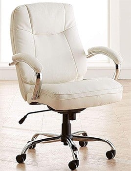 Ice variant of the BrylaneHome Extra Wide Women’s Office Chair with a glass screen in the background