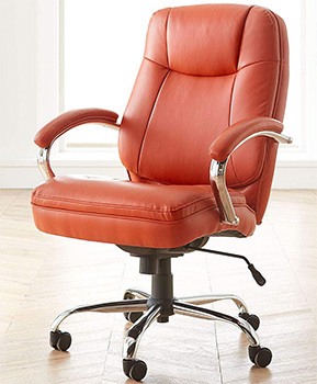 Side view of the orange variant of the BrylaneHome Extra Wide Woman’s Office Chair