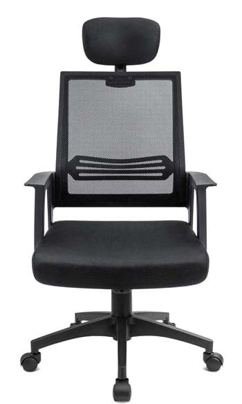 A large front image of Devoko Desk Chair With Headrest in deep black