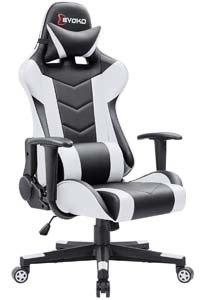 A snaller image of Devoko Ergonomic Gaming Chair in White and Black