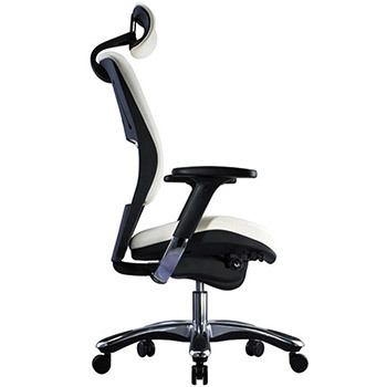 Side view of the Cream White variant of the GM Seating Ergolux Executive Chair