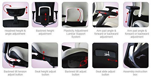 Illustration on how to operate the adjustments of the GM Seating Ergolux Executive Chair