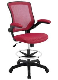 A smaller image of Modway Veer Drafting Chair in Red color.