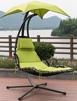 A PatioPost Outdoor Hanging Chaise Lounger Placed in Outdoor setting