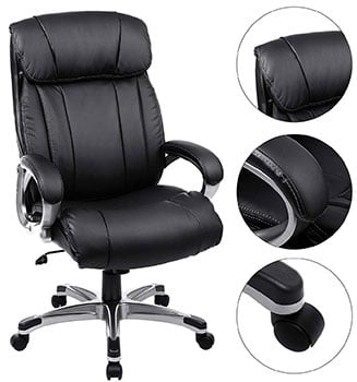 Headrest, Armrest and Rear Wheel of SONGMICS Executive Chair - UOBG55BK