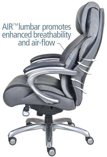 A side image of Serta Tranquility Executive Chair showing AIR Technology