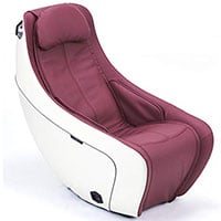 Wine variant of Synca Circ Massage Chair, with red wine seat and white frame