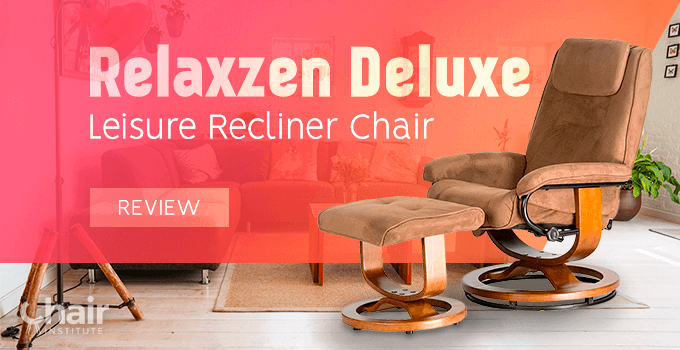 Brown Relaxzen Deluxe Leisure Recliner Chair in a contemporary living room featuring a brown sofa set and rug along with white walls and wooden floor