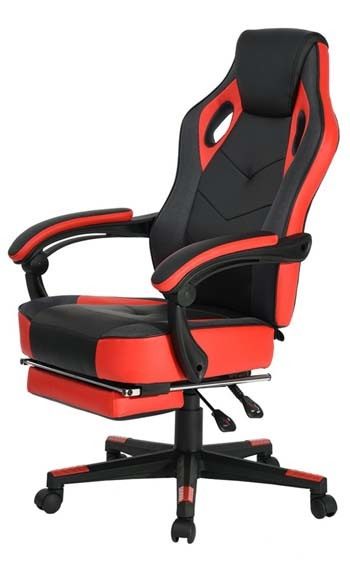 A larger image of Coavas Gaming Chair With Footrest in Red and Black