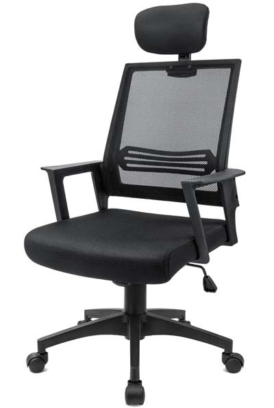 A larger image of Devoko Desk Chair With Headrest in deep black