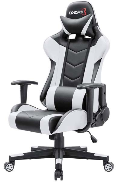 A larger image of Devoko Ergonomic Gaming Chair in White and Black