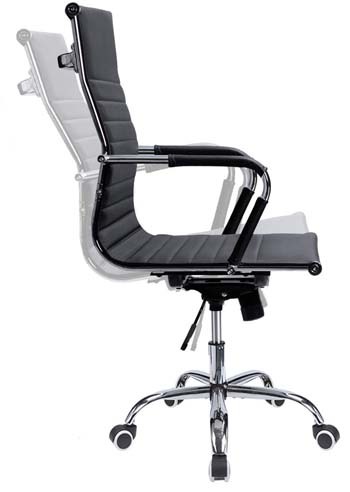 A side image of Devoko Modern Conference Chair showing its recline angle in black