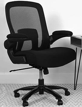 The Flash Furniture Hercules Mesh Executive Swivel Chair with a desk
