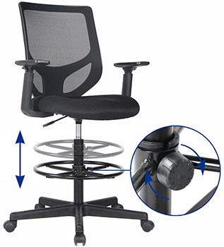 Paddle Adjustment of Viva Tall Drafting Mesh Chair