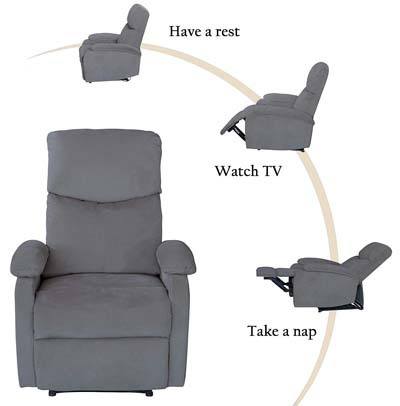 An image of Windaze Massage Recliner in Grey showing different options / modes