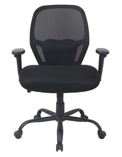 A front image of AmazonBasics Big & Tall Mesh Swivel Chair in black