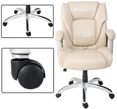 The Modern Luxe High Back Executive Office Chair with its base and wheel casters