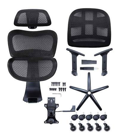 An image showing all the different parts of NOUHAUS Ergo3D Office Chair.