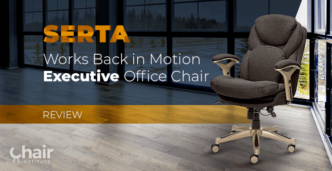 The Serta Back in Motion Office Chair in a room with glass walls