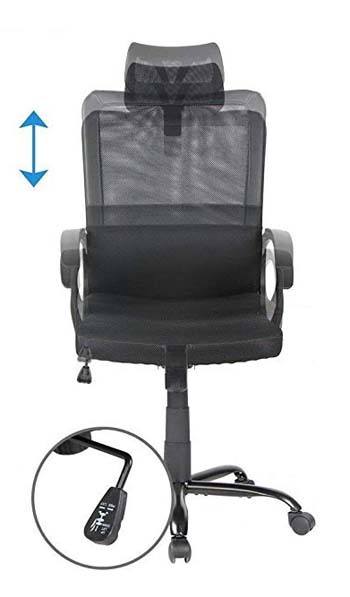 A front image of Smugdesk High Back Mesh Chair Recliner showing its adjustable feature in black