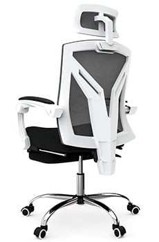 Backside View of High-Backed Office Chair with Footrest
