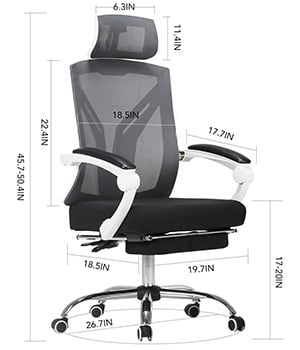 Dimensions of High-Backed Office Chair with Footrest