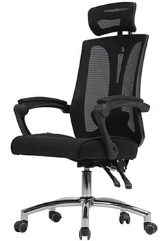 Black Color, Hbada Ergonomic High Back Office Desk Chair with Adjustable Lumbar Support, Left Position