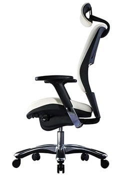 Right Side View of White Variants of Ergolux Executive Chair, By GM Seating