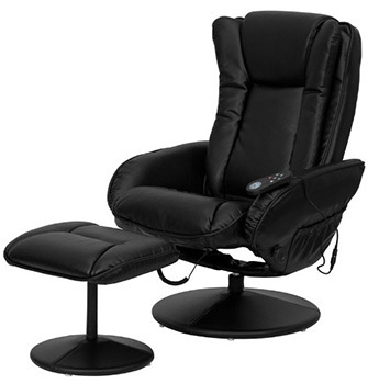 Side view of the Flash Furniture BT-7672 Massage Recliner with padded ottoman