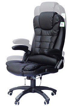 An image of the HomCom Heated Massage Executive Office Chair showing its height adjustment range