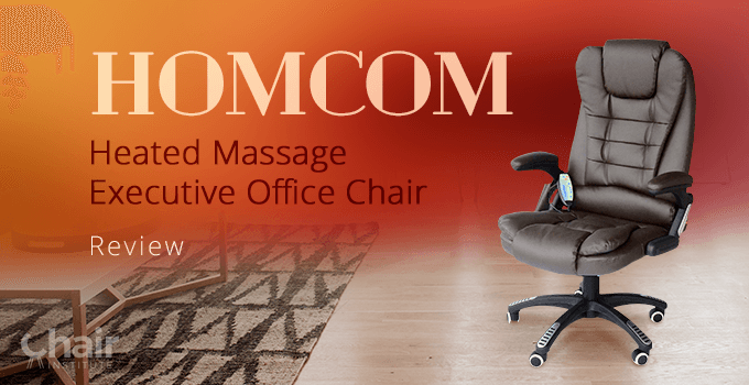 The HomCom Heated Massage Executive Office Chair with a living room table on a carpet