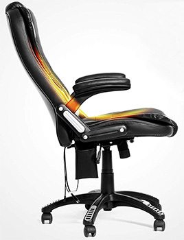 Side view of the Mecor Heated Office Massage Chair showing its pocket, armrests and waterfall-edge style seat 