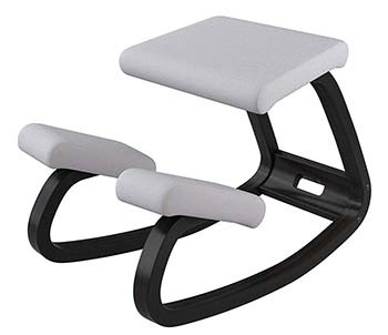 A large image of Variable Balans Kneeling Chair in light grey color with black base.