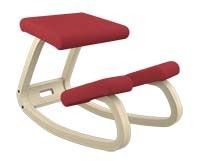 A small image of Variable Balans Kneeling Chair in Red color with wooden base.