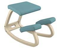 A small image of Variable Balans Ergonomic Desk Chair in Turquoise color with wooden base.