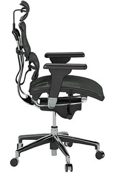 Black Mesh & Chrome Base, Ergohuman High Back Swivel Chair with Headrest, Left-Side Position